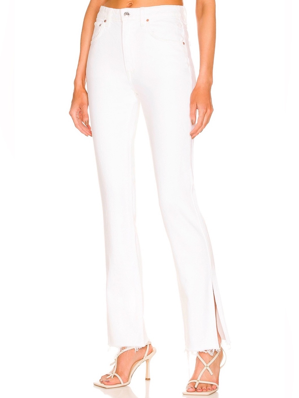 GRLFRND Harlow White Straight Leg Jeans Size 26 | High Rise Denim